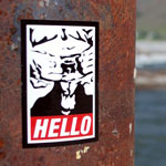 Goatse sticker at South Salmon Drainages Idaho