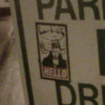 Hello Goatse sticker in Portland, OR at 12th and Davis