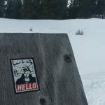 Hello Goatse Obey sticker in Gallatin National Forest